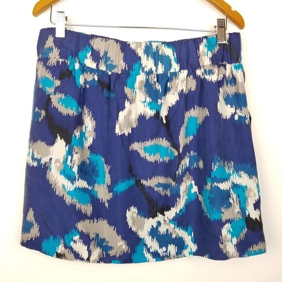 LOFT Dresses & Skirts - Ann Taylor Loft Medium Silk Mini Skirt Blue Ikat